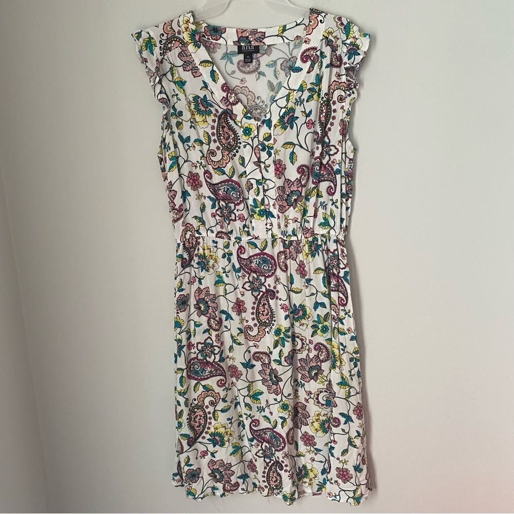 A.N.A. women’s Flutter Sleeve V Neck A Line Midi Floral Dress